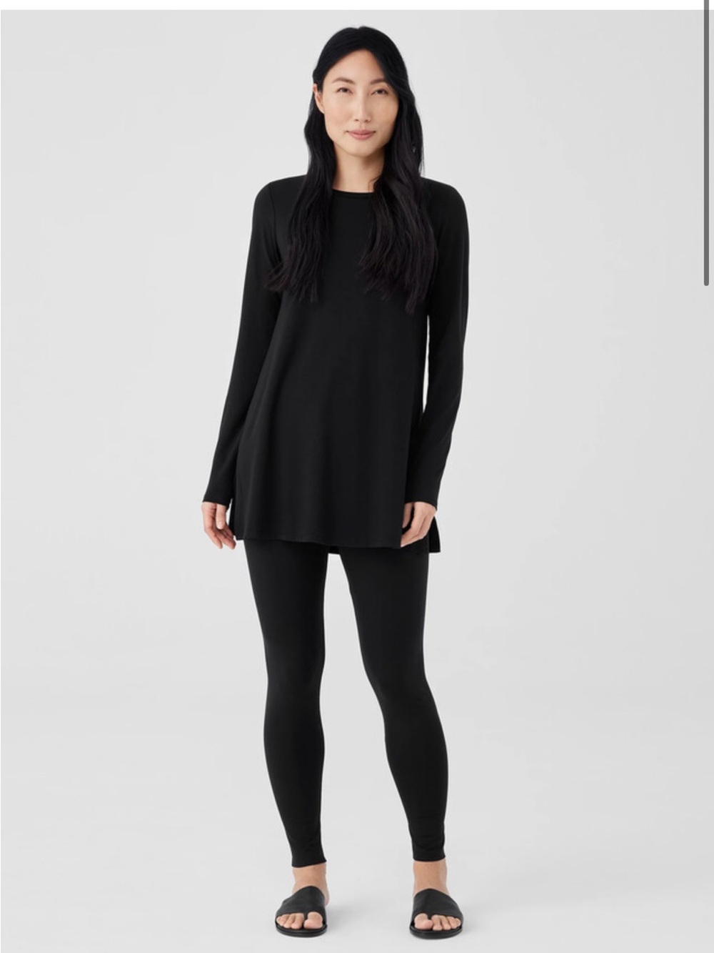 Eileen Fisher Black Leggings Size Large Viscose Spandex